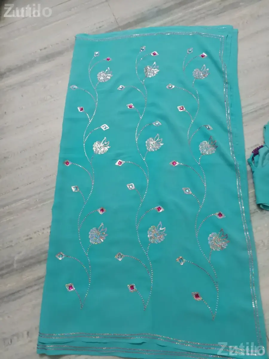 Women’s Saree with Blouse Teal Waist 29 - Ethnic Wear - Rajkot City - Image 2