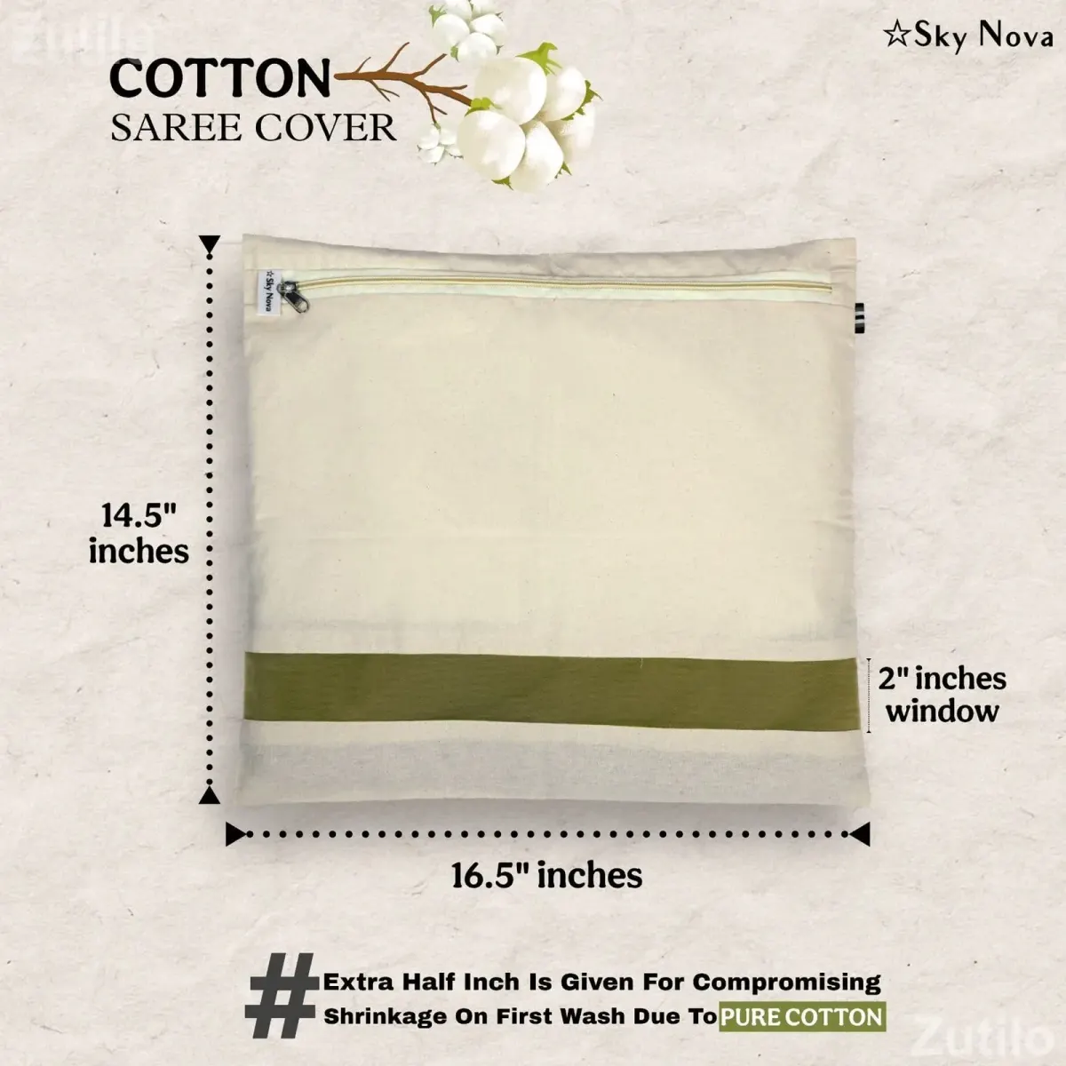 Cotton Saree Storage Bags Set of 12 Beige - વોર્ડરોબ, કબાટ અને સ્ટોરેજ - રાણપુર - Image 2