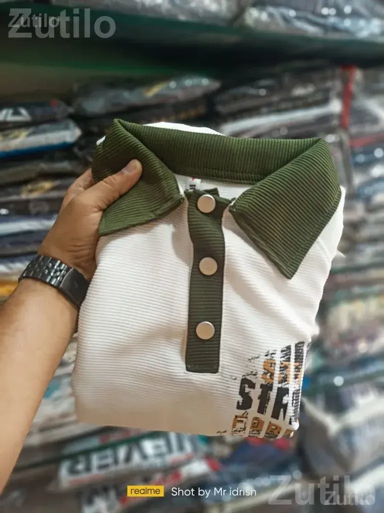 Men's Blue Collar T Shirt - પુરુષોના કપડા - લાખતર - Image 4