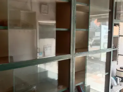 Shop Furniture for Sell :- Display counter table, wooden racks and Partition