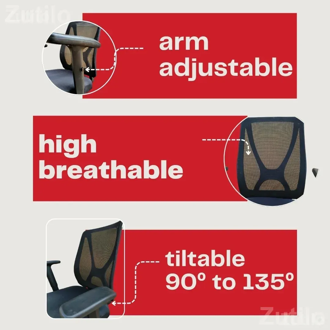 X-Mesh Medium Back Ergonomic Office Chair with Adjustable Armrest - ઓફિસ ફર્નિચર - અમદાવાદ શહેર - Image 2
