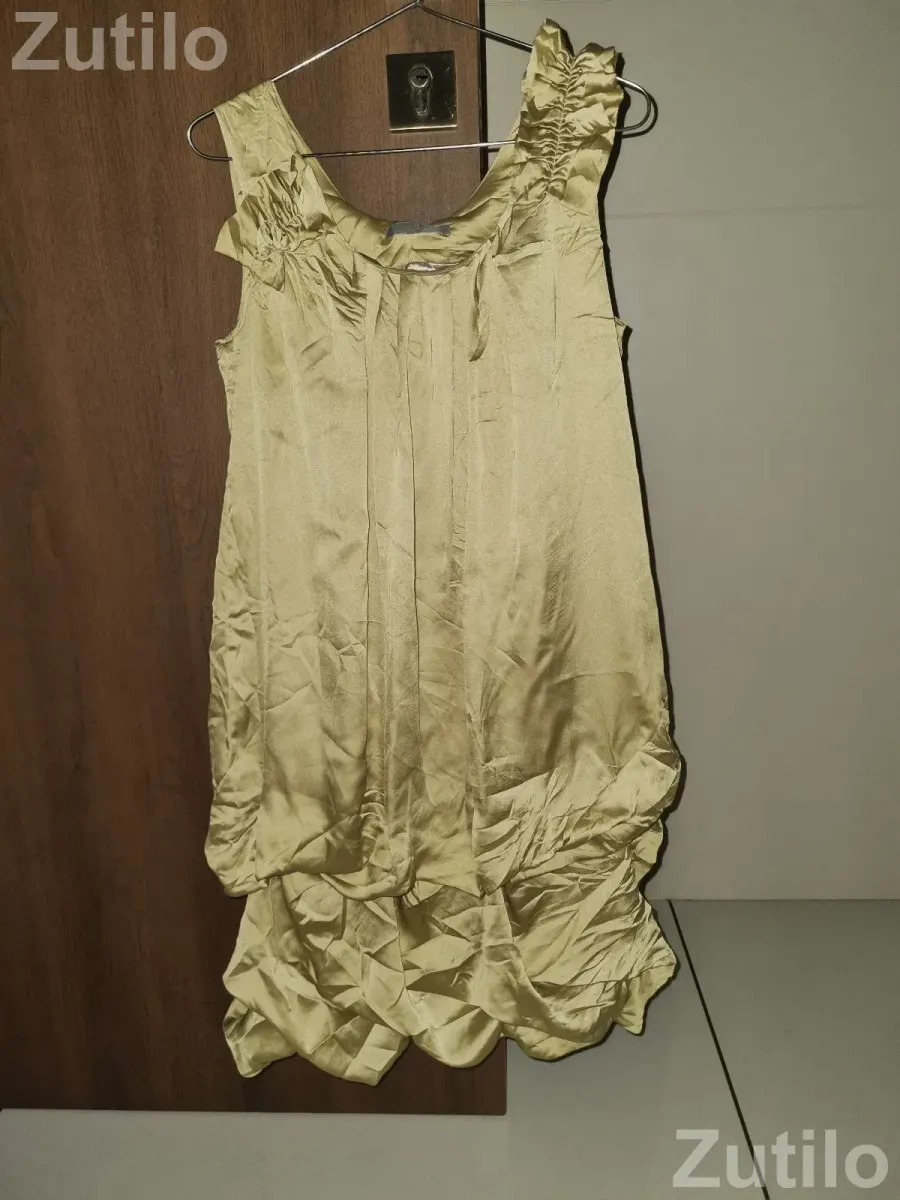Lime green golden hue women's party wear dress - મહિલાઓના કપડા - રાજકોટ શહેર - Image 2