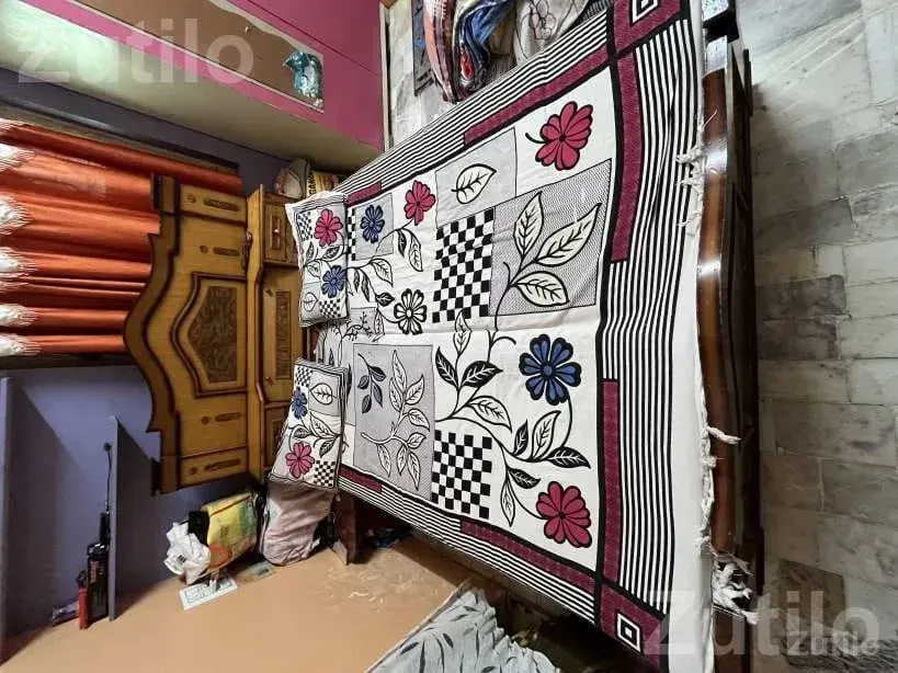 Pure Wooden Bed with Floral Mattress - Beds & Mattresses - Khambhalia - Image 5