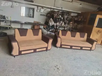Brown Fabric Sofa Set 3 Plus 2 Seater