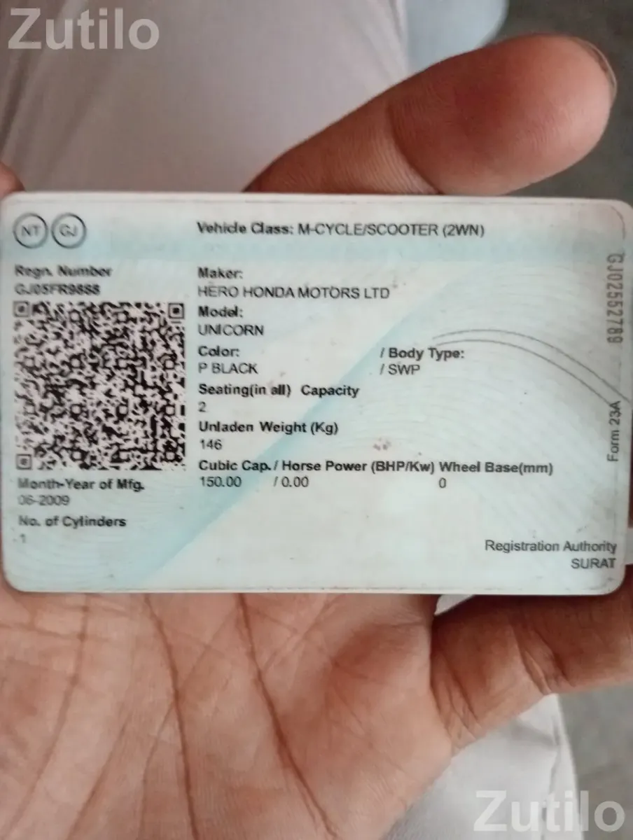 Honda unicorn running condition 2009 model with RC - બાઇક્સ - સુરત શહેર - Image 2