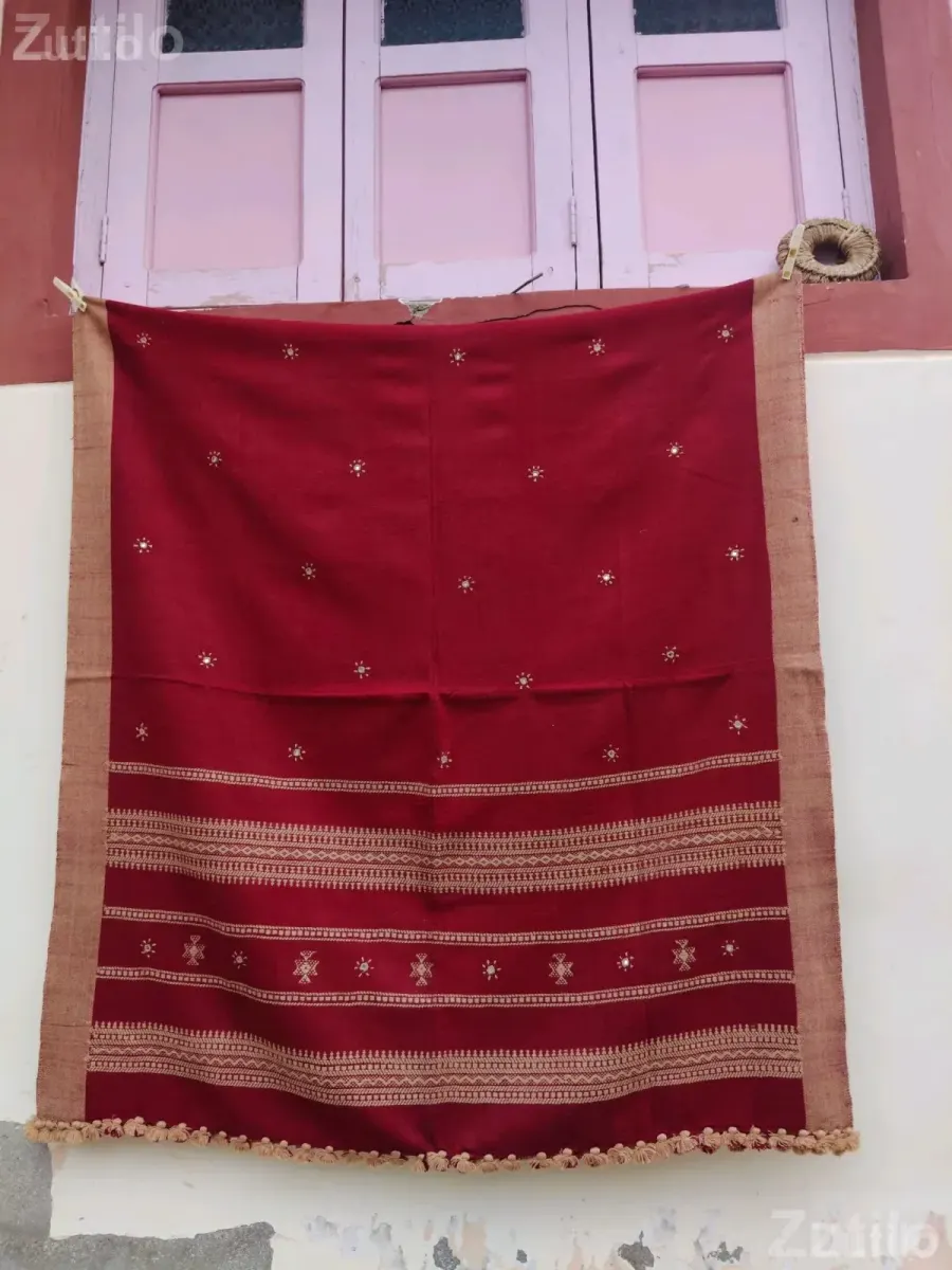 Woolen Shawl 36x84 Orange Design - Women's Wear - Mandvi - Image 2
