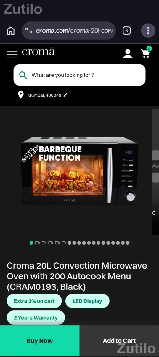 20L croma microwave oven - માઇક્રોવેવ ઓવન - અમદાવાદ શહેર - Image 5