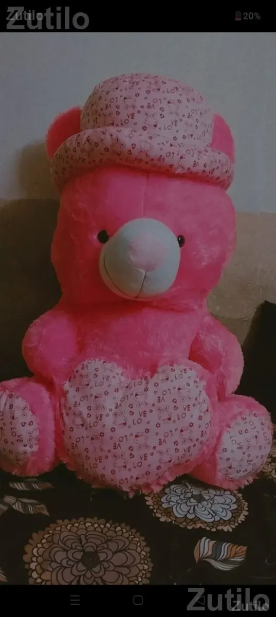 Large Pink Teddy Bear with Heart – Excellent Condition - રમકડાં - અમદાવાદ શહેર - Image 1