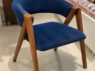 Premium Blue Velvet Wooden Lounge Chair | Stylish & Comfortable Premium Blue Velvet Wooden Lounge Chair | Stylish & Comfortable
