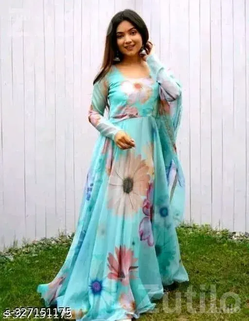 Women Georgette Floral Dress with Dupatta - મહિલાઓના કપડા - આણંદ - Image 4