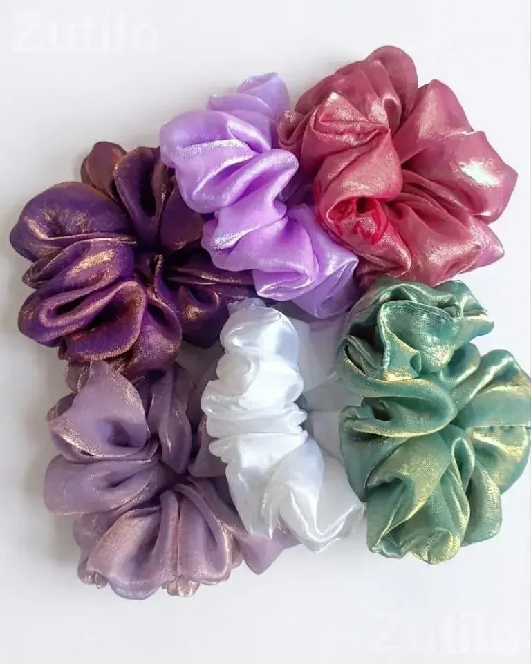 Shimmer Satin Scrunchie Combo Set of 8 - Fashion Accessories - Surat City - Image 3