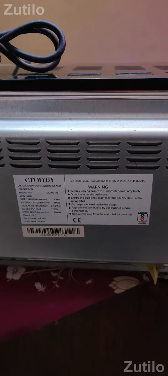 20L croma microwave oven - માઇક્રોવેવ ઓવન - અમદાવાદ શહેર - Image 2