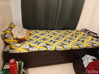 Single Box bed and single door wardrobe with mirror. Both in good condition Single Box bed and single door wardrobe with mirror. Both in good condition