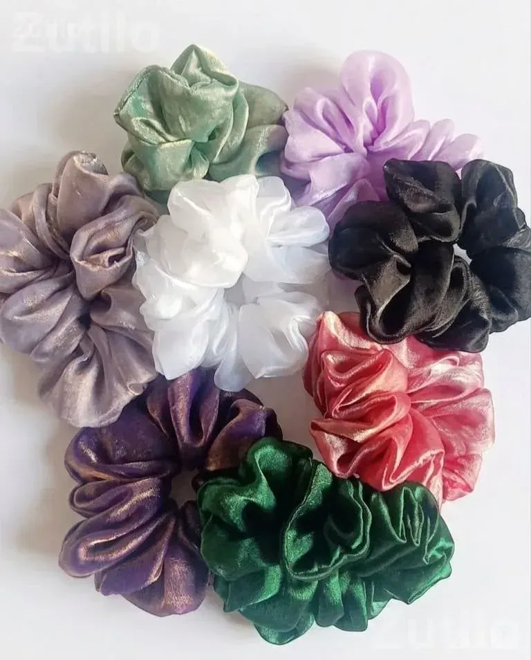 Shimmer Satin Scrunchie Combo Set of 8 - Fashion Accessories - Surat City - Image 4