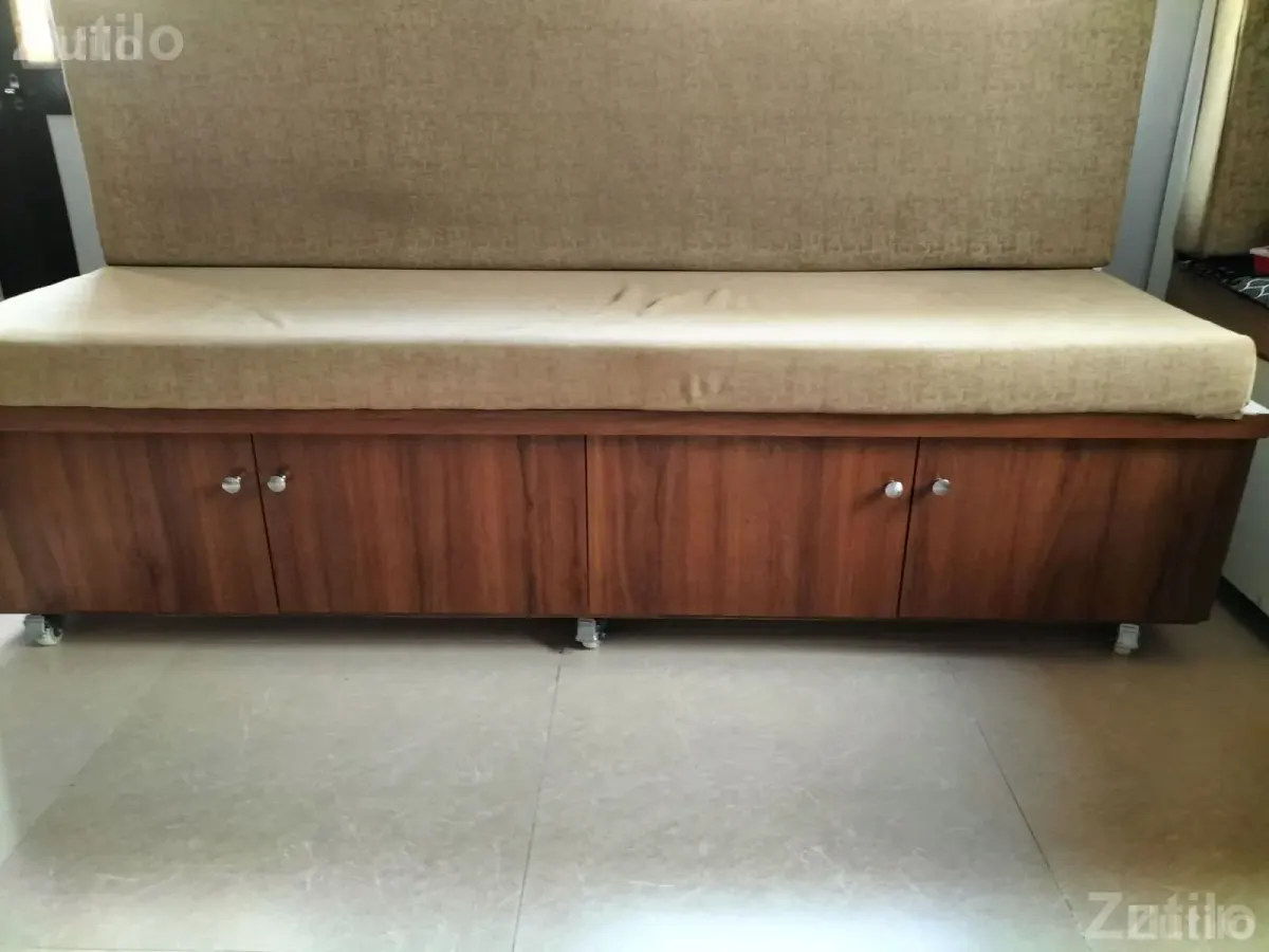 Wooden Sofa with Cushioned Back and Storage - સોફા સેટ - વડોદરા શહેર - Image 3