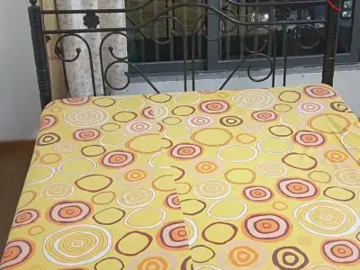 Powder coating Bed with mattress and 215 litre Refrigerator