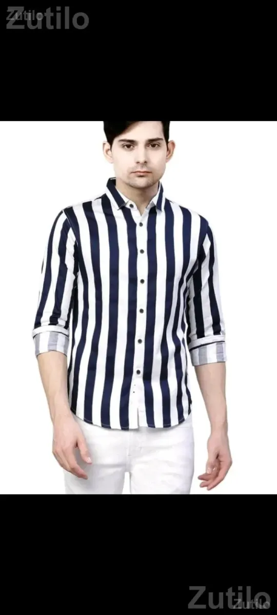 Men's Full Sleeve Striped Cotton Shirt - પુરુષોના કપડા - સુરત શહેર - Image 2