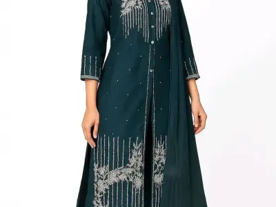 Women’s Embroidered Kurta Palazzo Set with Dupatta Women’s Embroidered Kurta Palazzo Set with Dupatta