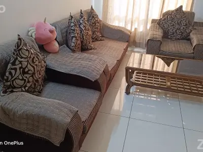 Sofa set with glass tea table
