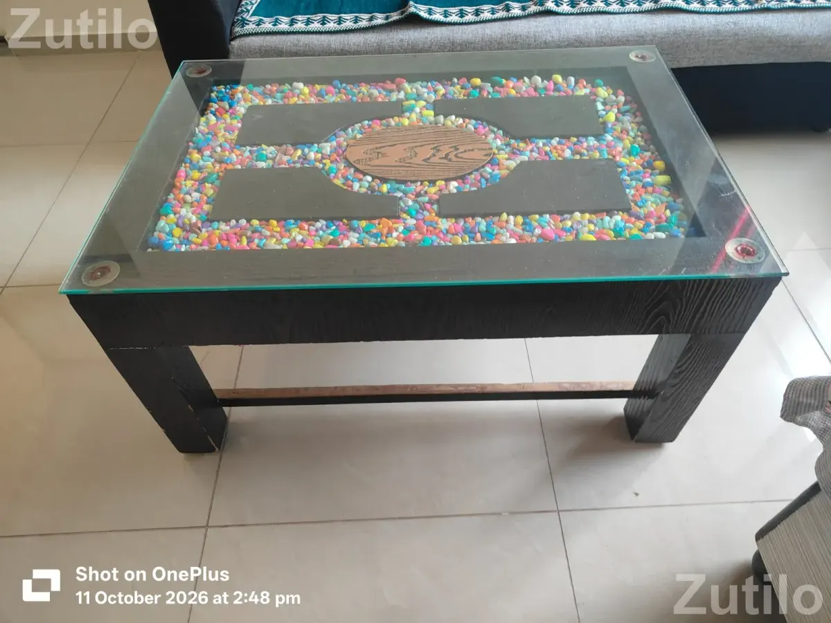 Wooden Center table 2x4 Glass on top - Wardrobes, Cupboards & Storage - Ahmedabad City - Image 2