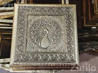 8x8 Handicraft Decorative Box with Peacock Design