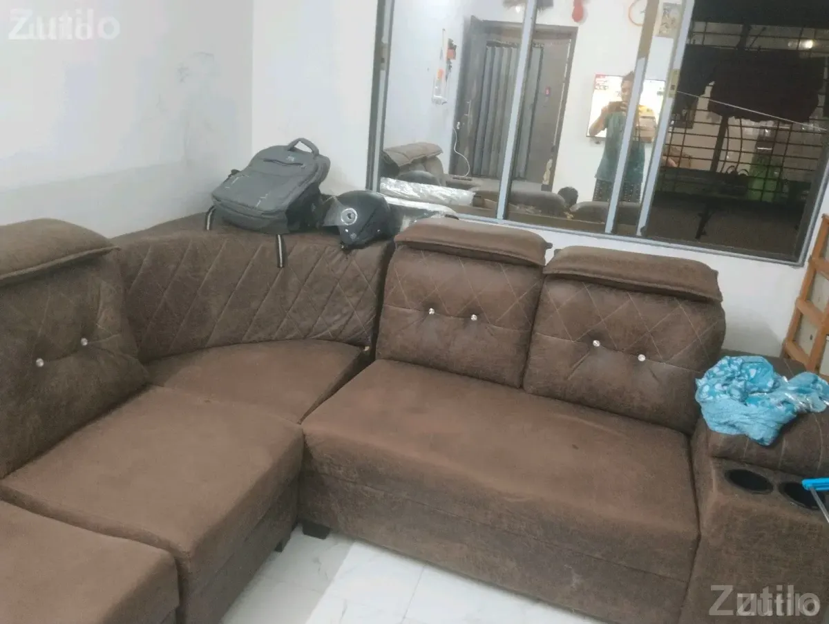 Brown Sofa Set with Cup Holder - Sofa Sets - Surat City - Image 2