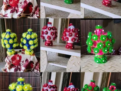 Handmade Wool Flower Vase Decorative Piece