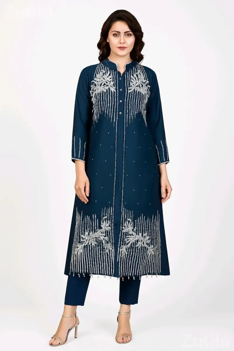 Women’s Embroidered Kurta Palazzo Set with Dupatta - Ethnic Wear - Surat City - Image 3