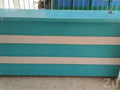 Blue and White Shop Counter Table