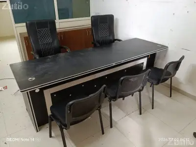 Office Boss Table and 2 boss chair back side file table