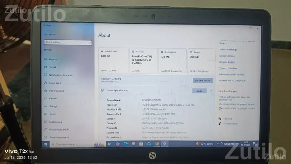 HP ProBook 640 G2 Laptop with 8GB RAM - Laptops & Computers - Nadiad - Image 4