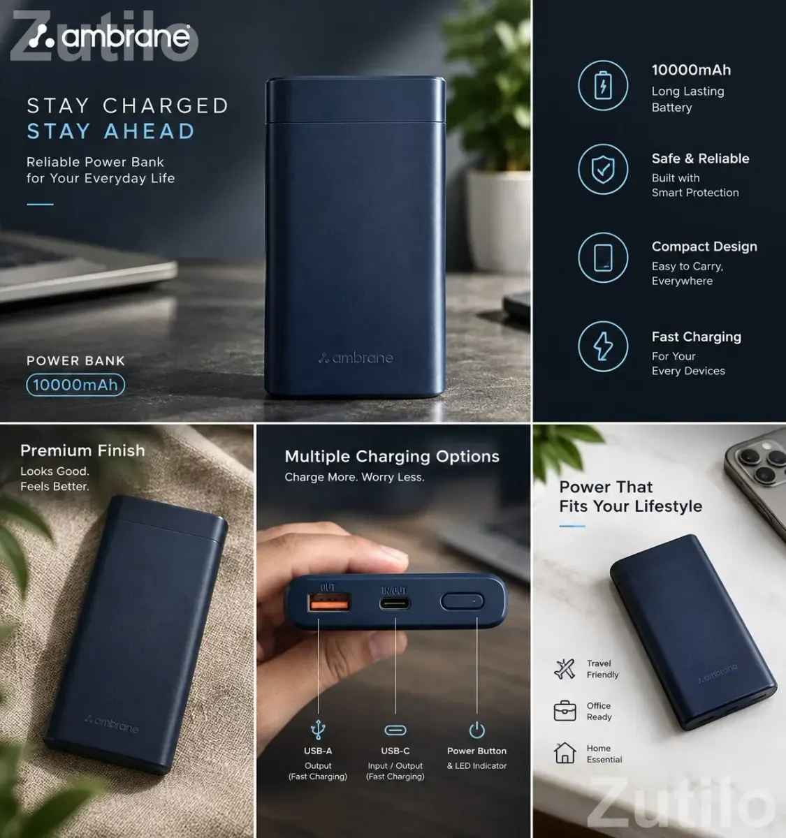 AMBRANE 10000 MAH POWERBANK - Accessories - Surat City - Image 2