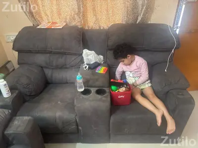 6 seater sofa with coffee table without glass and 1 stitch defect With 2 cup holder 6 seater sofa with coffee table without glass and 1 stitch defect With 2 cup holder
