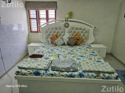 Bed with matress and two side tables and one wardrobe Bed with matress and two side tables and one wardrobe