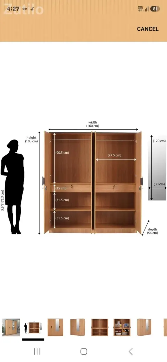 Nilkamal wooden 4 door wardrobe - Wardrobes, Cupboards & Storage - Ahmedabad City - Image 4