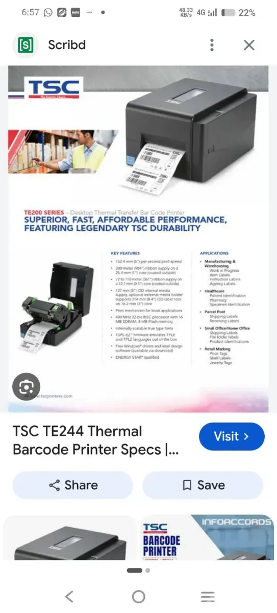 Tsc Te244 Barcode printer - Other Industrial Items - Sanand - Image 2