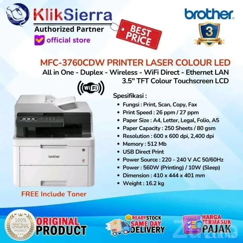 Brother MFC-L3760CDW Color Laser Printer - ઓફિસ સાધનો અને સપ્લાય - આરમભડા - Image 2