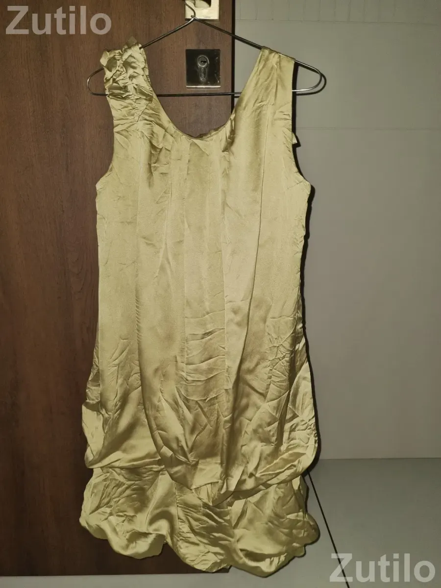 Lime green golden hue women's party wear dress - મહિલાઓના કપડા - રાજકોટ શહેર - Image 3