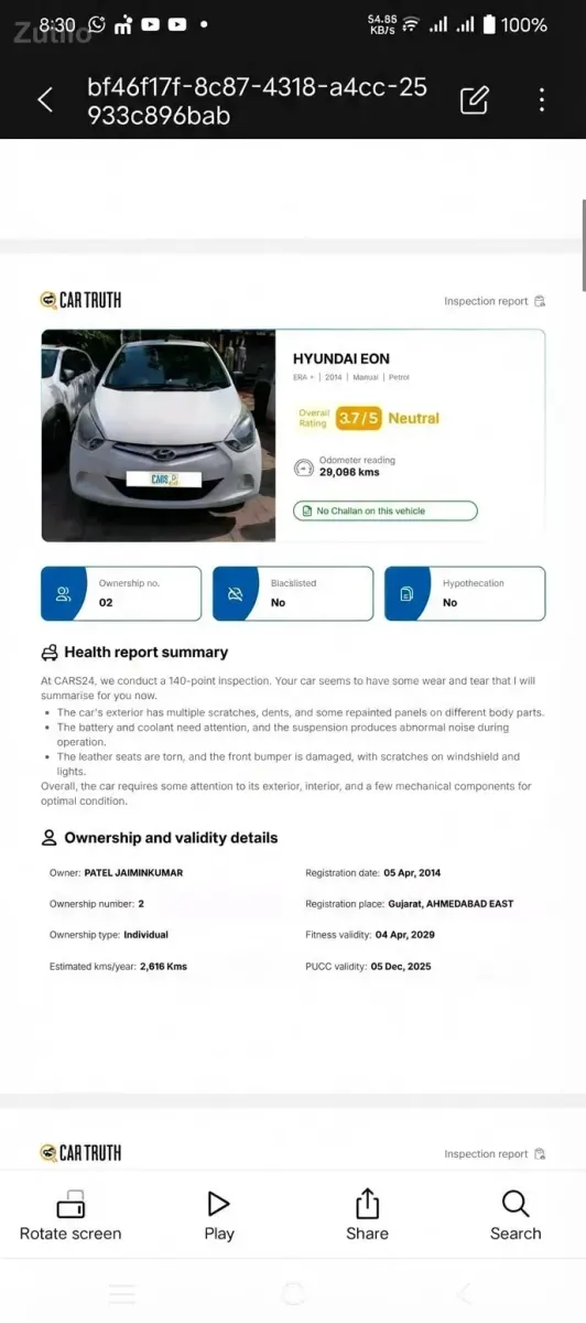 Hyundai EON 2014 Petrol – White Hatchback - Cars - Daskroi - Image 2