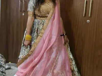 Silk Choli with Pink Dupatta Lehenga Set Silk Choli with Pink Dupatta Lehenga Set