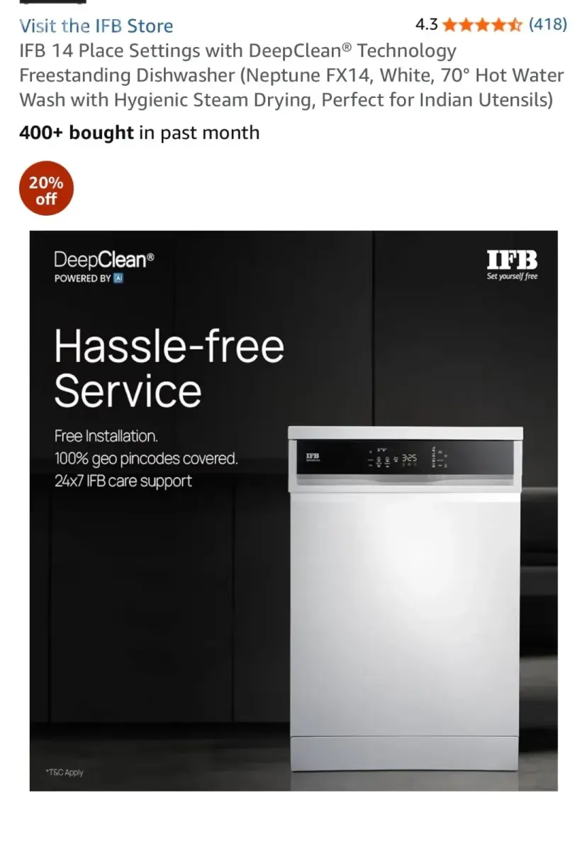 IFB Neptune FX14 Dishwasher – NEW 🍽️ - અન્ય ઘરેલુ ઉપકરણો - અમદાવાદ શહેર - Image 2
