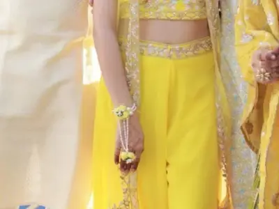 haldi palazzo crop top shrug