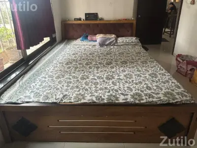 Bed with mattress ply wood with back gaddi Bed with mattress ply wood with back gaddi
