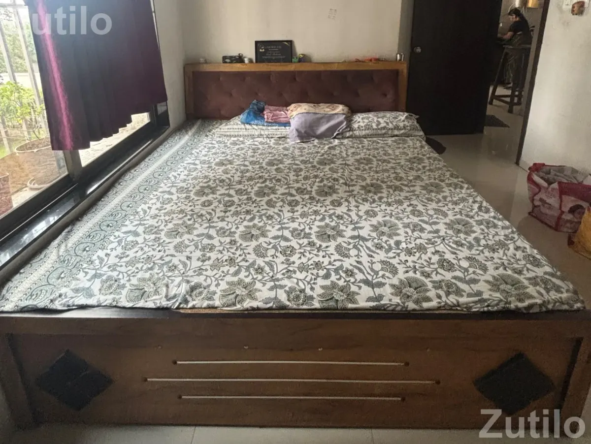 Bed with mattress ply wood with back gaddi - Beds & Mattresses - Surat City - Image 1