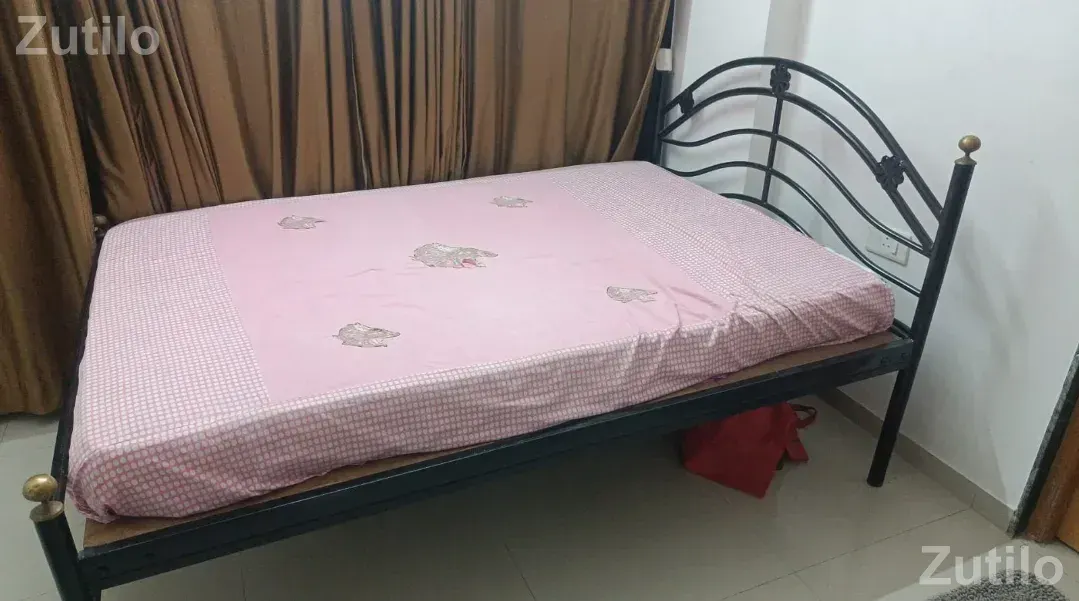 Elegant metal bed with mattress - Beds & Mattresses - Ahmedabad City - Image 1