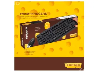 FINGERS CheesyDuo-D3 Wired Keyboard & Mouse Combo (Slim, Full-Sized Keyboard with 12 Media Keys, 2400 DPI Optical Mouse, Plug & Play, Windows® | macOS | Linux Compatible), Jet Black FINGERS CheesyDuo-D3 Wired Keyboard & Mouse Combo (Slim, Full-Sized Keyboard with 12 Media Keys, 2400 DPI Optical Mouse, Plug & Play, Windows® | macOS | Linux Compatible), Jet Black