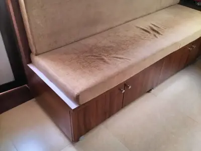 Wooden Sofa with Cushioned Back and Storage Wooden Sofa with Cushioned Back and Storage