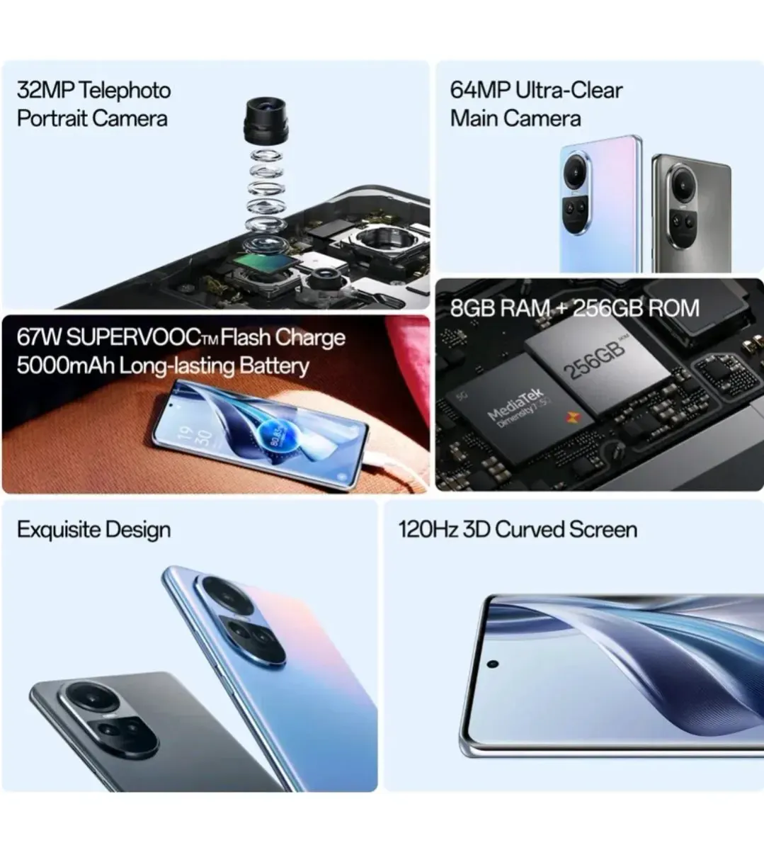 Oppo Reno10 5G 8GB 256GB with 67W Charger - મોબાઇલ ફોન - હળવદ - Image 3