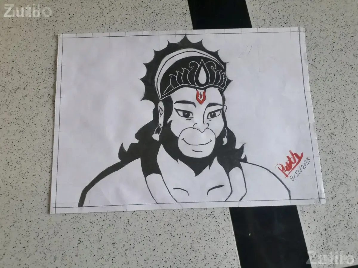 Hanumanji Drawing Artwork - Art & Craft Supplies - Botad - Image 4