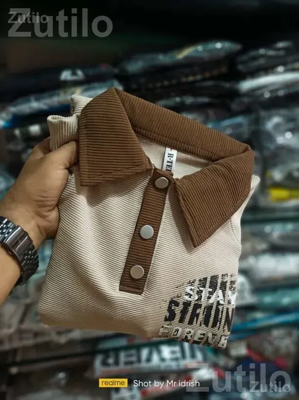 Men's Blue Collar T Shirt - પુરુષોના કપડા - લાખતર - Image 2